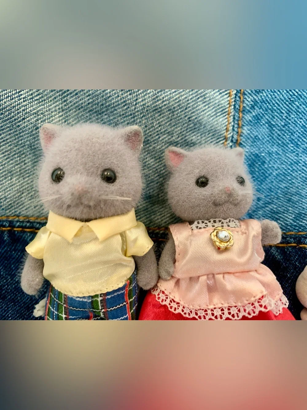Calico critters gray Persian cats. Set of 2